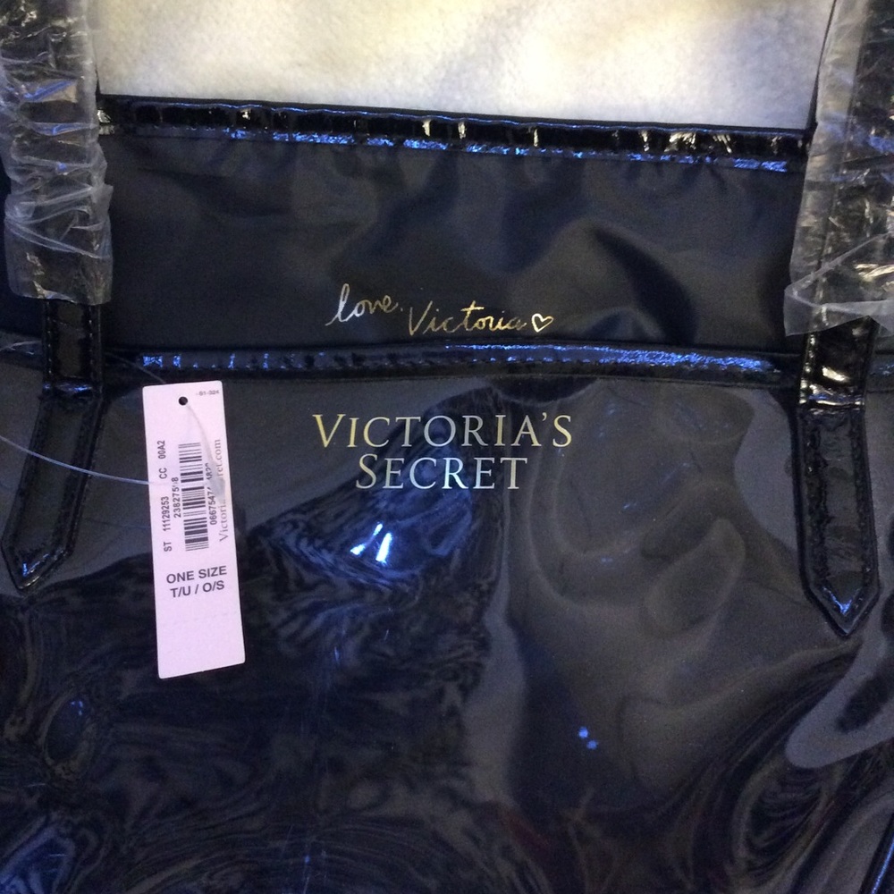 NWT Victoria’s Secret black shimmer tote bag - Picture 5 of 6
